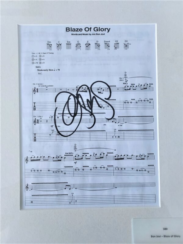 Bon Jovi "Blaze of Glory" Music Sheet Autograph