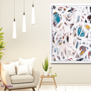 a stunning mixed media piece created on canvas in 2022, measuring 120cm x 75cm. This one-of-a-kind artwork
