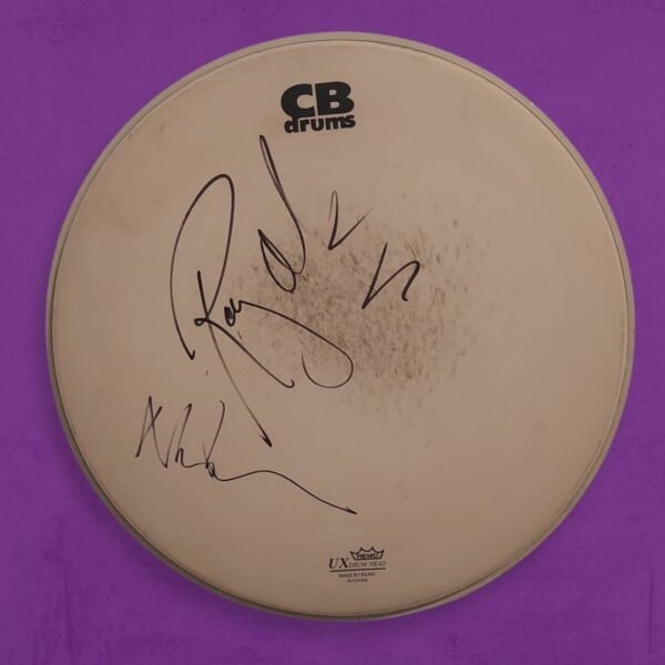 CB Drum skin hand signed by Pink Floyd members Nick Mason and Roger Waters